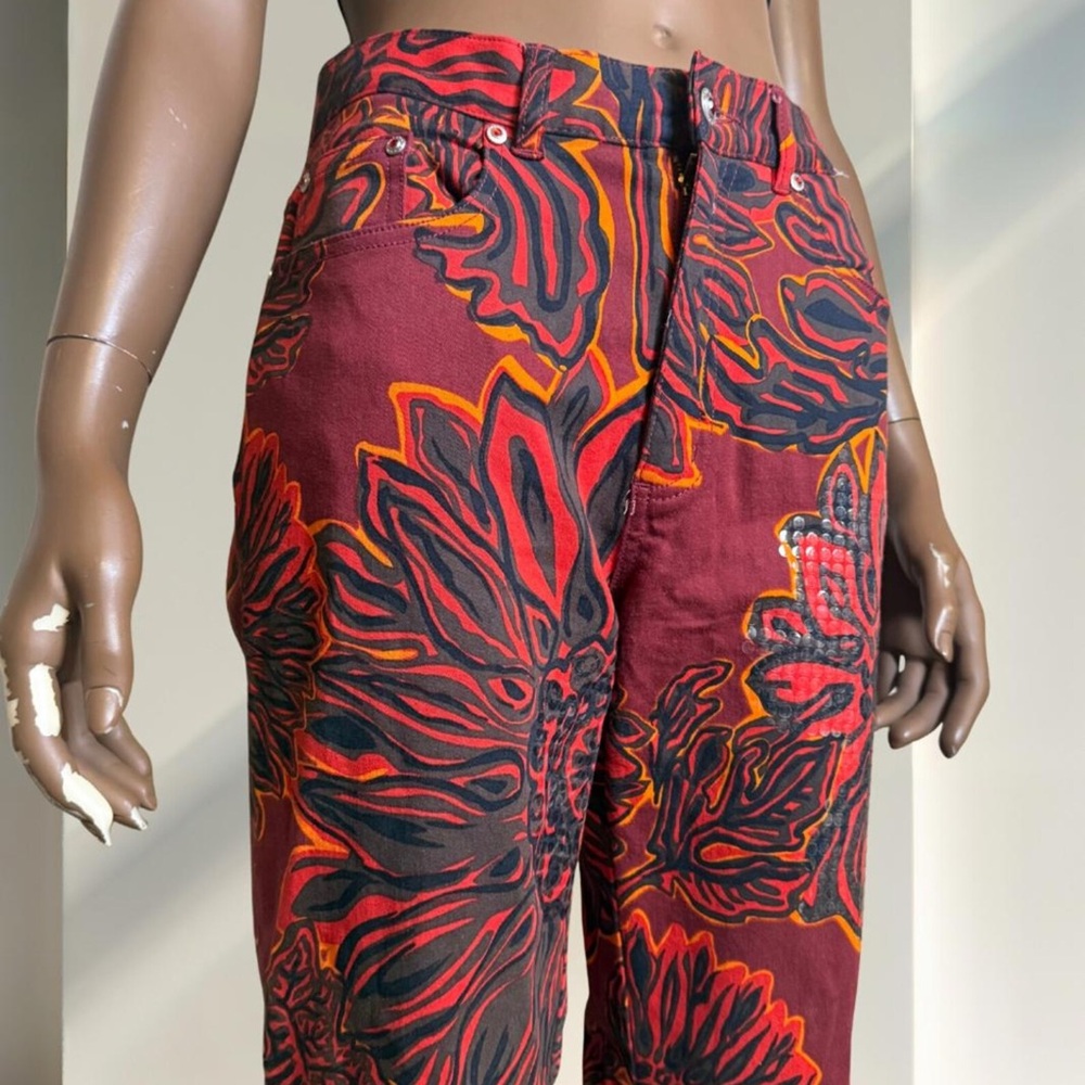 Jane Doe Jeans Japanese Red Patterned Jeans Size 10 Flare